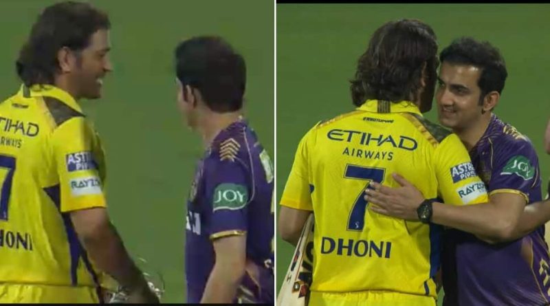 IPL 2024: MS Dhoni, Gautam Gambhir Share Heart Warming Hug After CSK Beat KKR By 7 Wickets At Chepauk - WATCH