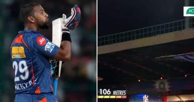 IPL 2024, WATCH: Nicholas Pooran Sends Ball Out The Park Against Reece Topley With A 106 Meter Six During RCB vs LSG Match